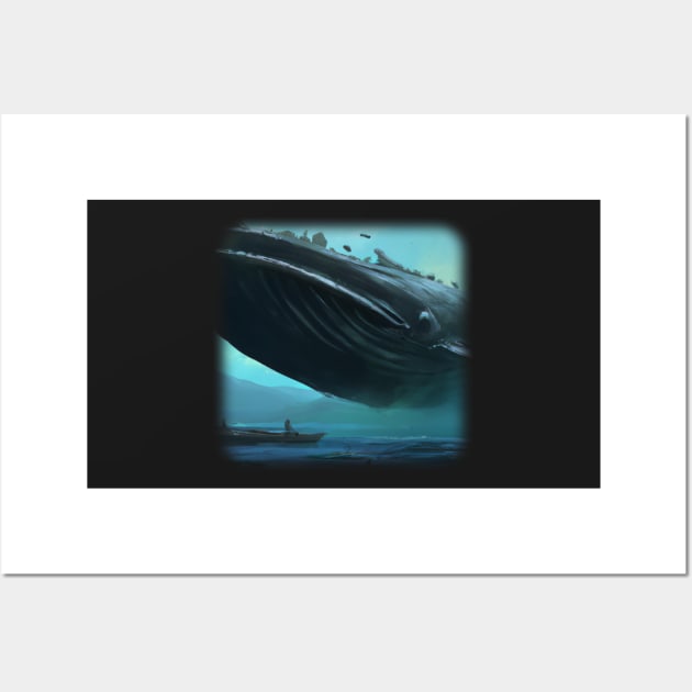 Whale floating in the sky Wall Art by Perryfranken